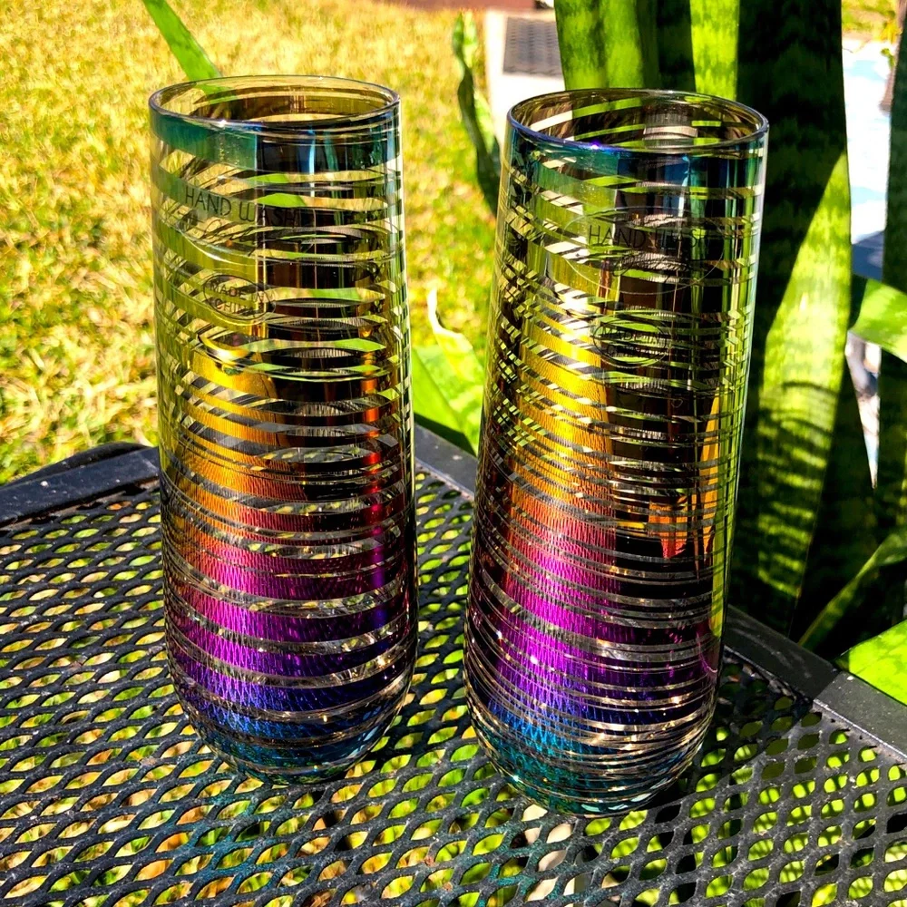 Iridescent Stemless Champagne Flutes Set Of 2